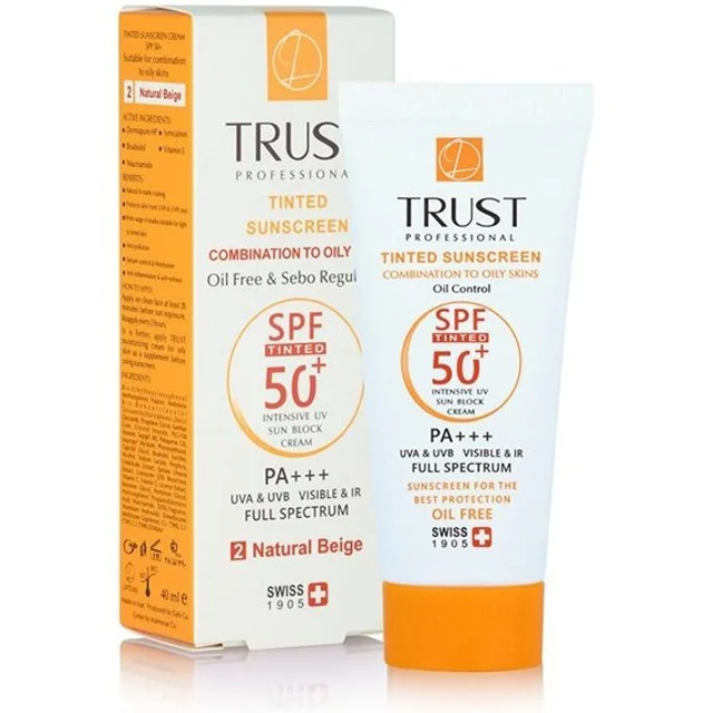 کرم ضد آفتاب رنگی تراست SPF50 حجم ۴۰ میلیلیتر