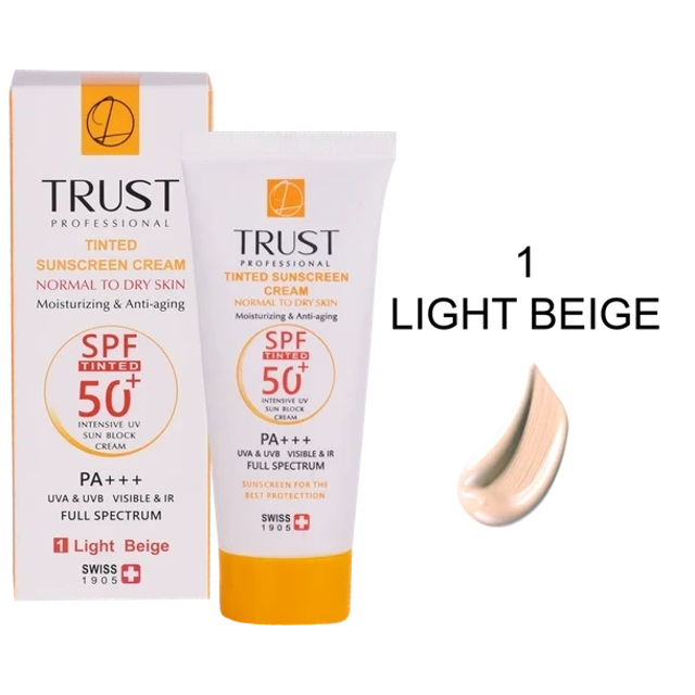کرم ضد آفتاب رنگی و ضد پیری تراست SPF50+ بژ روشن حجم ۴۰ میلیلیتر